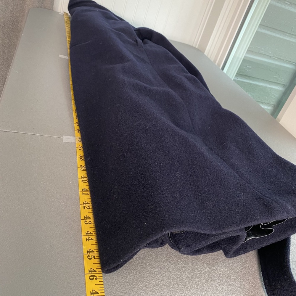 Vintage Nelson Stuart Mens Wool Belted Overcoat 38R Navy Blue Long Coat Trench - Picture 13 of 14